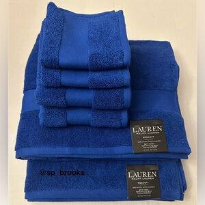 🎁6PC LAUREN Ralph Lauren Wescott Bath Towel Set - Admiral Blue - 6 Pieces